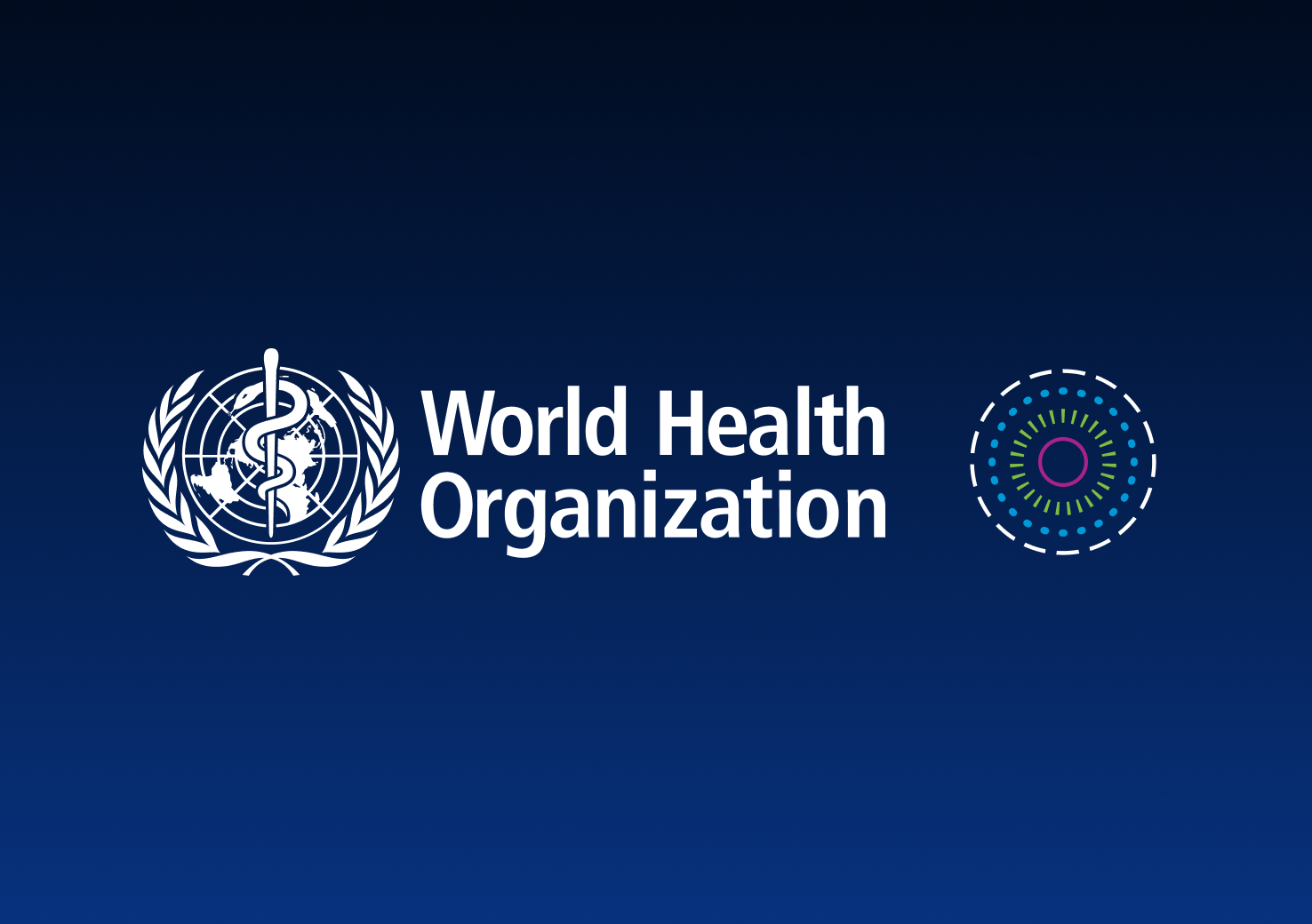 World Health Organization logo and wordmark on a dark blue ground